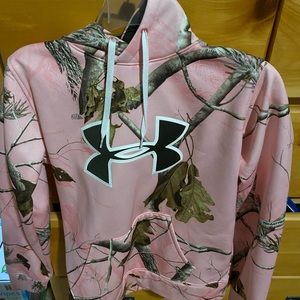 Brand new pink under armour camo hoodie size small